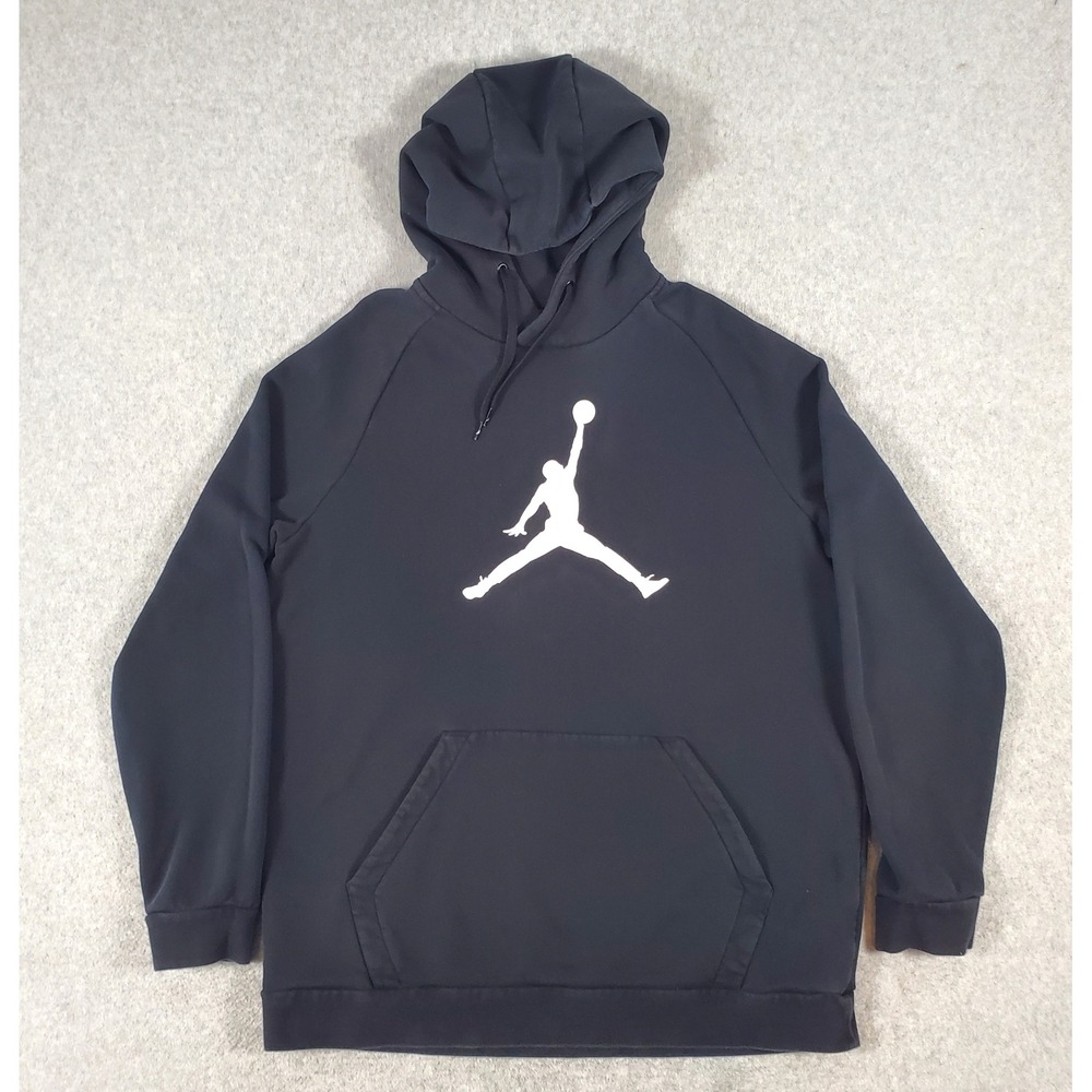 Jordan Jumpman Hoodie Mens Size XL Black White Logo Fleece Pullover Sweatshirt